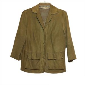 Vintage 1950s brown tan suede lined barn coat car coat size medium